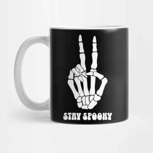 Skeleton Peace Sign Stay Spooky Hippie Halloween Mug